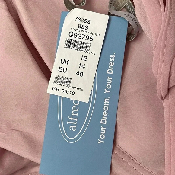 ALFRED ANGELO Pink Chiffon Fit & Flare Dress Sweatheart Neckline Cap Sleeve 12 - Picture 8 of 10